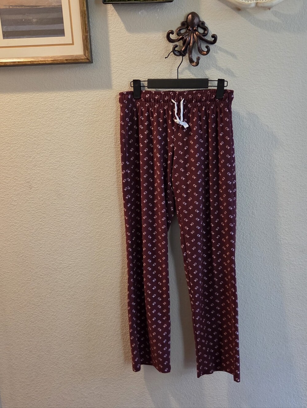 Calvin Klein, Fleece Pajama Pants, Burgundy, Small